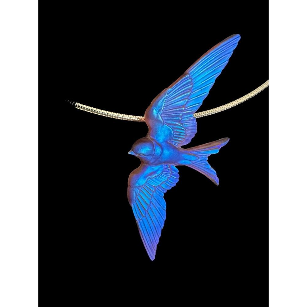 Bluebird Pâte De Verre Glass Pendant Gregory Burgard New Limited Edition Signed - Picture 12 of 16